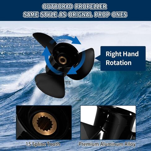 ترقية OEM 14 1/2 × 17 مروحة خارجية من الألومنيوم متوافقة مع محركات Yamaha 150/175/200/220/225/250/300HP F150 F175 F200 F225، 15 أسنان خددية، 4 شفرات، RH in Kuwait