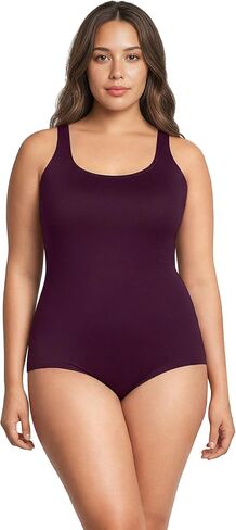 Lands' End Womens Chlorine Resistant Tugless Tank Soft Cup One Piece Swimsuit Dark Wine Plus 24w in Kuwait
