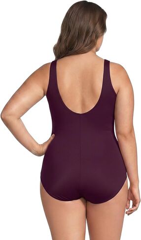 Lands' End Womens Chlorine Resistant Tugless Tank Soft Cup One Piece Swimsuit Dark Wine Plus 24w in Kuwait