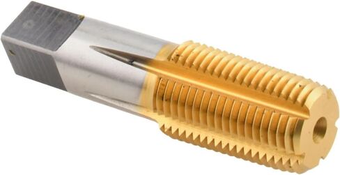 حنفية أنبوب تشكيل الخيوط من Hertel، 1/2-14 NPT، فولاذ عالي السرعة، مطلي بالقصدير، الطول الإجمالي 3-1/8 بوصة، طول الخيط 1-3/8 بوصة، قطر الساق 11/16 بوصة in Kuwait