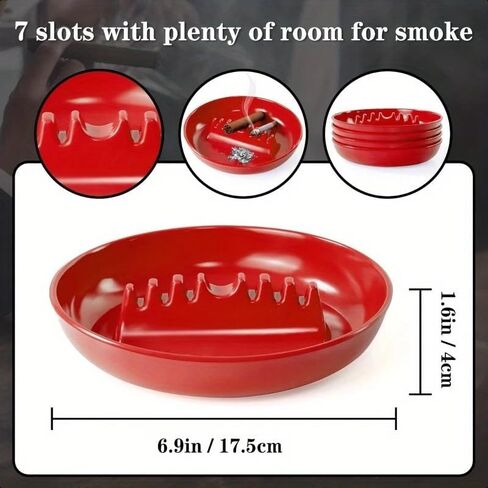 Ash Tray for Cigarettes 7 Inches Outdoor Ashtray for Patio, Plastic Ashtrays With 7 Cigarette Holders, Home Office Indoor Outdoor Use （Purple） in Kuwait