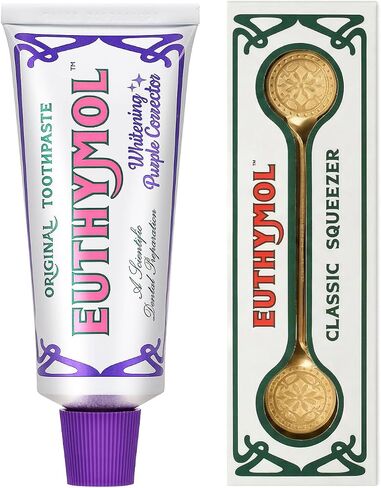 EUTHYMOL Vintage Purple Whitening Duo - Purple Whitening Toothpaste & Classic Gold Tube Squeezer Set in Kuwait