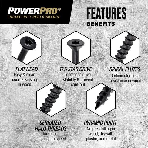 Power Pro ONE Flat Exterior Black Multi-Material Screw (#10 x 1-1/2") - 122 pc in Kuwait