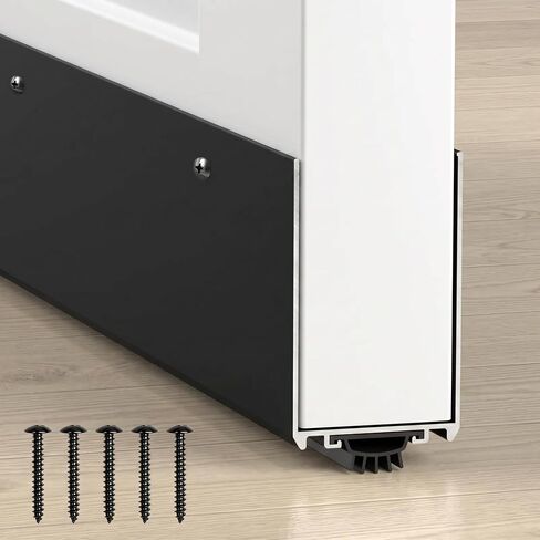 Raytano ألومنيوم على شكل حرف U، 1-3/4 × 36 سدادة معدنية لتجريد الطقس مع لوحة ركلة، حشو فجوة تحت الباب، سدادة مسودة الباب لأسفل الأبواب الخارجية/الداخلية (أسود، 91.44 سم، عبوة واحدة) in Kuwait