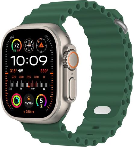 حزام Ocean متوافق مع Apple Watch Ultra Band 49mm 45mm 44mm 42mm 46mm، حزام رياضي من السيليكون للنساء والرجال حزام ناعم قابل للتعديل مع إبزيم لساعة Apple Ultra 3/2/1 iWatch Series 11 10 9 8 7 6 5 4 3 SE in Kuwait