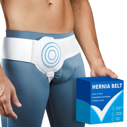Hernia Belts for Men Inguinal, Hernia Belt for Women, Inguinal Hernia Support for Left or Right Side, Comfortable Adjustable Waist Strap with Removable Compression Pads, Black in Kuwait