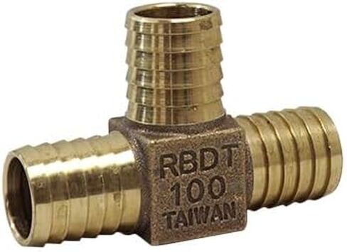 Merrill Mfg RBDTNL100 تي شيرت بدون رصاص برونزي، 1 × 1 × 1 بوصة خرطوم بارب 3 اتجاهات، درجة البناء لأنابيب البولي in Kuwait
