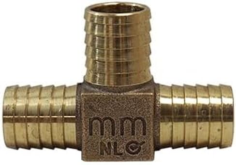 Merrill Mfg RBDTNL100 تي شيرت بدون رصاص برونزي، 1 × 1 × 1 بوصة خرطوم بارب 3 اتجاهات، درجة البناء لأنابيب البولي in Kuwait