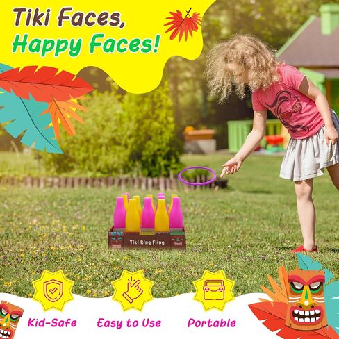 4E's Novelty Tiki Ring Fling Bottle Ring Toss Game Set for Party Games for Adults and Family, Beach Summer Hawaiian Luau Outdoor Indoor Game Activity in Kuwait