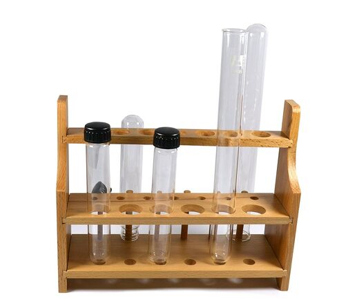 Laboratory Wood Test Tube Rack, 13 Hole, 6 Pin - 2 Shelves, Hole Size 20mm Lower - 26mm Upper - for Tall Test Tubes or stirrers - No Tip Design in Kuwait