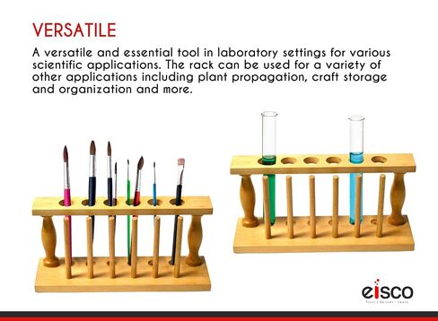 Laboratory Wood Test Tube Rack, 13 Hole, 6 Pin - 2 Shelves, Hole Size 20mm Lower - 26mm Upper - for Tall Test Tubes or stirrers - No Tip Design in Kuwait