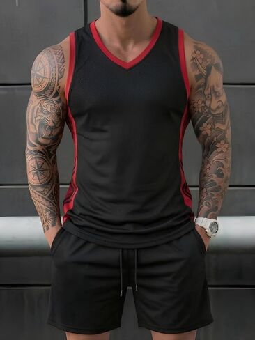 Men's 2 Piece Basketball Jersey Set Quick-Dry Athletic Outfit Breathable Tops Shorts in Kuwait