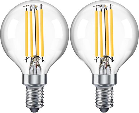 Dimmable Globe G16.5 E12 LED Bulb 40W(4W),Type G Bulb,Round Candelabra Light Bulbs for Ceiling Fan,Lamp,Chandelier,Sconce,Pendant,Warm White 2700K 400LM,Pack of 2 in Saudi Arabia