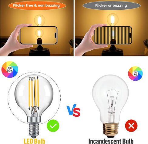 Dimmable Globe G16.5 E12 LED Bulb 40W(4W),Type G Bulb,Round Candelabra Light Bulbs for Ceiling Fan,Lamp,Chandelier,Sconce,Pendant,Warm White 2700K 400LM,Pack of 2 in Saudi Arabia