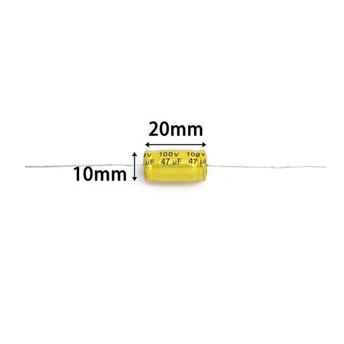 10 Pcs 47uF 100V Non-Polarized Axial Electrolytic Capacitors, 10x20mm Gold NP Audio Capacitor for Tweeter Crossover, Frequency Divider, DIY Speaker Repair in Kuwait