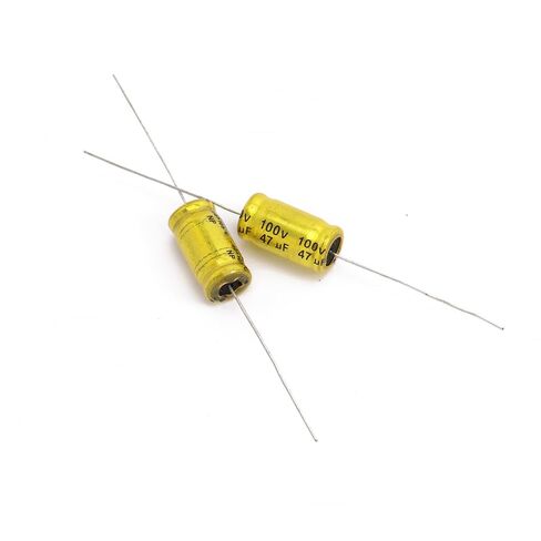 10 Pcs 47uF 100V Non-Polarized Axial Electrolytic Capacitors, 10x20mm Gold NP Audio Capacitor for Tweeter Crossover, Frequency Divider, DIY Speaker Repair in Kuwait