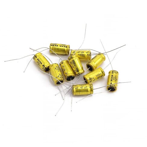 10 Pcs 47uF 100V Non-Polarized Axial Electrolytic Capacitors, 10x20mm Gold NP Audio Capacitor for Tweeter Crossover, Frequency Divider, DIY Speaker Repair in Kuwait