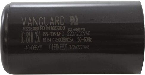 مكثف بدء تشغيل VANGUARD، 88-108 MFD، 250 فولت، 1-13/16 بوصة × 3-3/8 in Kuwait