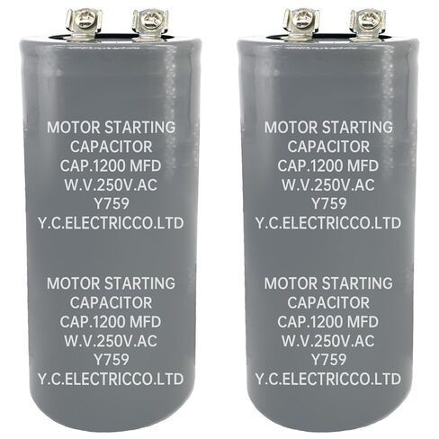 مكثف بدء تشغيل المحرك CD60 1200 فائق التوهج 1200 MFD 250VAC، مكثف بدء مستدير 50/60 هرتز مع أطراف لولبية، عزم دوران عالي لضاغط الهواء شديد التحمل، الرافعة والآلات الصناعية (عبوتان) in Kuwait