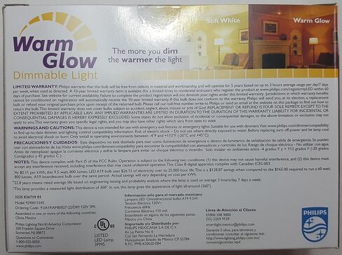 Philips 60 Watt Equivalent 9.5 Watts A19 LED Light Bulb, Dimmable, Warm Glow, Suitable for Damp Locations, 3-Pack in Kuwait