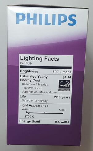 Philips 60 Watt Equivalent 9.5 Watts A19 LED Light Bulb, Dimmable, Warm Glow, Suitable for Damp Locations, 3-Pack in Kuwait