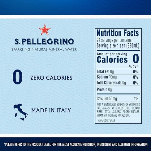 S.Pellegrino Sparkling Natural Mineral Water, Unflavored, 11.15 Fl. Oz (Pack of 24) in Kuwait