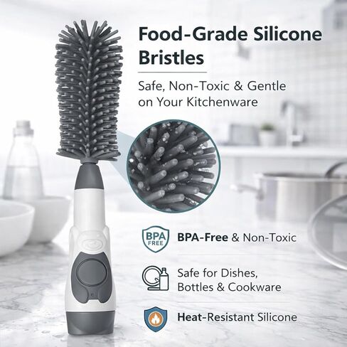 Soap Dispensing Brush Cleaner for Kitchenware, 2 Pack | BPA Free Silicone Bristles, Glassware, Mugs, Plates, Portable, Multi-Purpose Cleaning in Kuwait