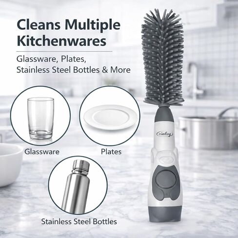 Soap Dispensing Brush Cleaner for Kitchenware, 2 Pack | BPA Free Silicone Bristles, Glassware, Mugs, Plates, Portable, Multi-Purpose Cleaning in Kuwait