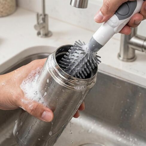 Soap Dispensing Brush Cleaner for Kitchenware, 2 Pack | BPA Free Silicone Bristles, Glassware, Mugs, Plates, Portable, Multi-Purpose Cleaning in Kuwait