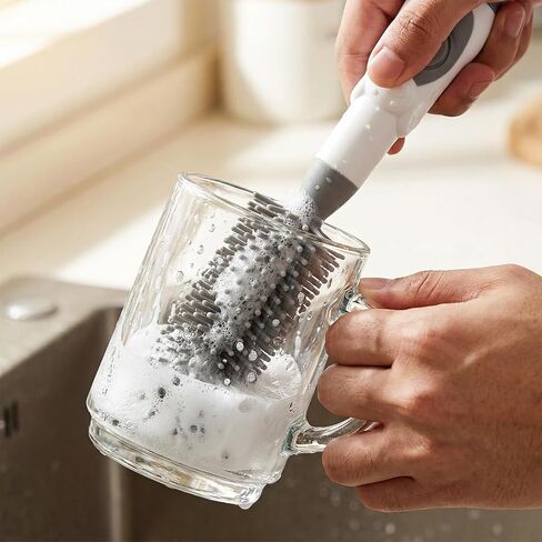 Soap Dispensing Brush Cleaner for Kitchenware, 2 Pack | BPA Free Silicone Bristles, Glassware, Mugs, Plates, Portable, Multi-Purpose Cleaning in Kuwait