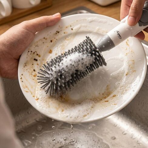 Soap Dispensing Brush Cleaner for Kitchenware, 2 Pack | BPA Free Silicone Bristles, Glassware, Mugs, Plates, Portable, Multi-Purpose Cleaning in Kuwait