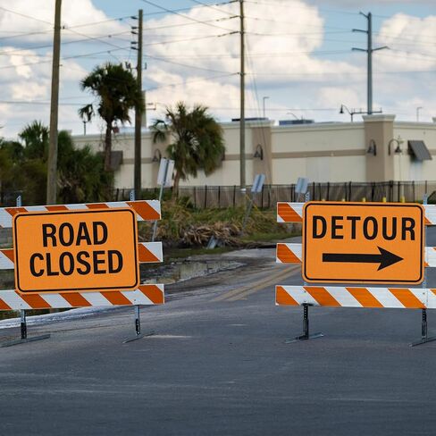 3 PCS Road Closed Sign Detour Sign with Right Left Arrow 18"×12" | Reflective Rust-Free Aluminum, Waterproof Metal, Large Traffic Signs Kit for Barricade, Construction, Parking Lot, Driveway in Kuwait