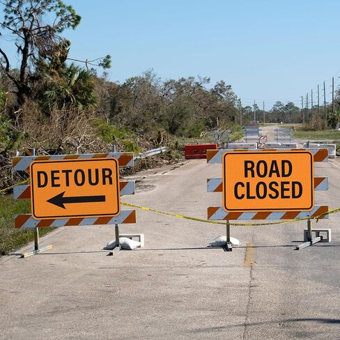 3 PCS Road Closed Sign Detour Sign with Right Left Arrow 18"×12" | Reflective Rust-Free Aluminum, Waterproof Metal, Large Traffic Signs Kit for Barricade, Construction, Parking Lot, Driveway in Kuwait