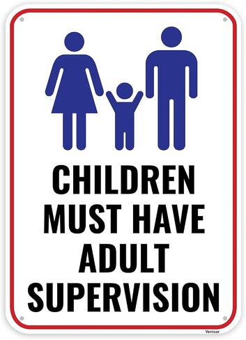 1PC Pool Safety Sign, 14 x 10 Inches - Aluminum - Adult Supervision Required Pool Rules Warning Signs in Kuwait