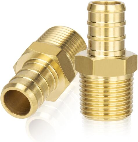 2-Pack Brass 1/2" PEX to 3/8" NPT Male Connector Fitting, Lead-Free Heavy-Duty in Kuwait
