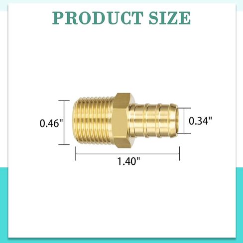 2-Pack Brass 1/2" PEX to 3/8" NPT Male Connector Fitting, Lead-Free Heavy-Duty in Kuwait