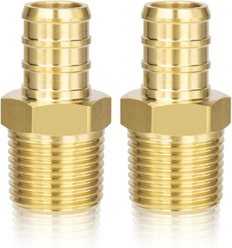 2-Pack Brass 1/2" PEX to 3/8" NPT Male Connector Fitting, Lead-Free Heavy-Duty in Kuwait