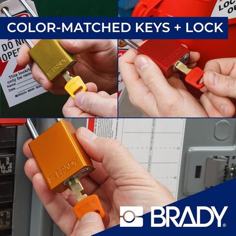 Brady SafeKey Lockout Padlock Aluminum Green 1.5" Steel Shkl Keyed Alike 3 Pk in Kuwait