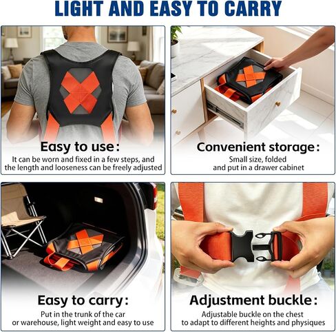 Moving Straps-2-Person Lifting and Moving System, Furniture Moving Straps with Chest Buckle, Adjustable Shoulder Lifting Carrying Straps for Moving Furniture, Mattresses, Appliances in Kuwait