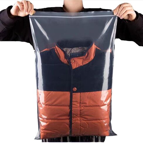 20Pcs Travel Clothes Storage Bags Clear Zip Lock Bags Resealable Large Plastic Luggage Pouch For Clothes, Storage, Towels and Organising 40 x 60cm in Kuwait