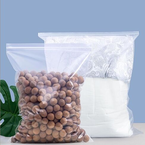 20Pcs Travel Clothes Storage Bags Clear Zip Lock Bags Resealable Large Plastic Luggage Pouch For Clothes, Storage, Towels and Organising 40 x 60cm in Kuwait