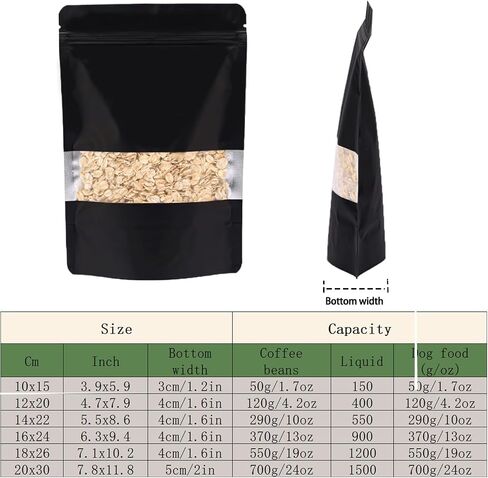 100 Pcs 4.7" x 7.9" Smell Proof Bags, Resealable Bags with Clear Window, Foil Pouch Black Stand Up Sealable Bags for Packaging in Kuwait