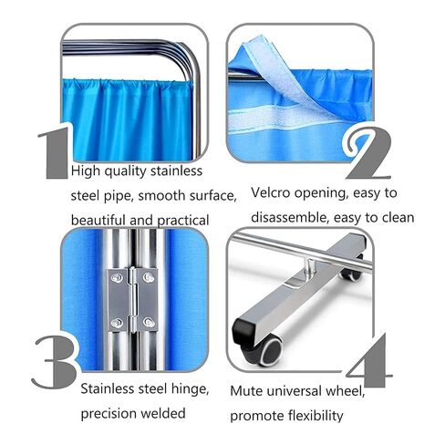 Room Divider Screens - 4 Panel Foldable Medical Privacy Screen, Folding Rolling Medical Privacy Screen, Foldable Room Divider Temporary Fence, for Clinic/Patient/Exam Room in Kuwait