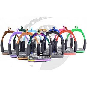 15 Colors Offset Horse Stirrups Flexible Safety (4.75’’) Riding Bendy Iron Steel in Saudi Arabia