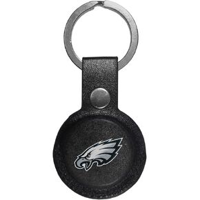 سلسلة مفاتيح جلدية من Siskiyou Sports NFL Philadelphia Eagles متوافقة مع AirTag للجنسين، مقاس واحد، أسود in Kuwait