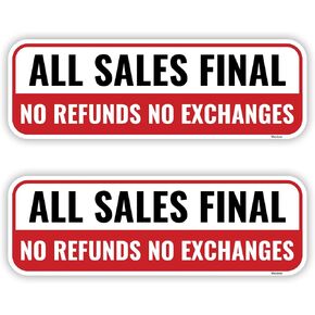 2PC All Sales Final Sign, 9 x 3 Inches - Acrylic - No Refunds Or Exchanges Sign in Kuwait
