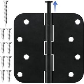 3 Pack 4 Inch Door Hinges Matte Black, Heavy Duty Solid Iron Interior & Exterior Door Hinges with 5/8" Radius Corner, Removable Pin, Rustproof Black Hinges for Front Door, Garage, Bedroom in Saudi Arabia