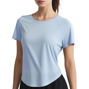Women's Short Sleeve Workout Tops Loose Fit Mesh Back Quick Dry Summer Athletic Shirts Crew Neck Running Gym Yoga Tees in Saudi Arabia