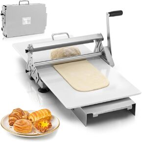 15.5" Folding Dough Sheeter with Food-Grade Panel,Home & Commercial Bakery | 0.5-25mm Adjustable Thickness Manual Countertop Dough Sheeter,Stainless Steel Puff Pastry Dough Machine for Croissant Pizza in Kuwait