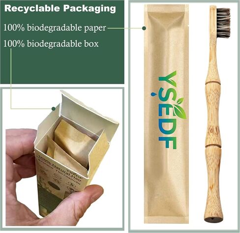 Bamboo Toothbrushes, Natural Horsehair Bristles, 2-Pack | Soft Bristles, No Plastic, Biodegradable Handle, Horse Hair in Kuwait